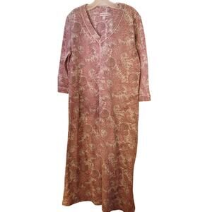 Vintage Miss Elaine Pink Paisley Zip-Front Robe Women's Size Medium Grannycore